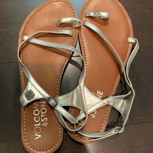 Volcom silver flat sandals size 7-7.5